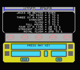 Las Vegas Video Poker screenshot 6 for MSX
